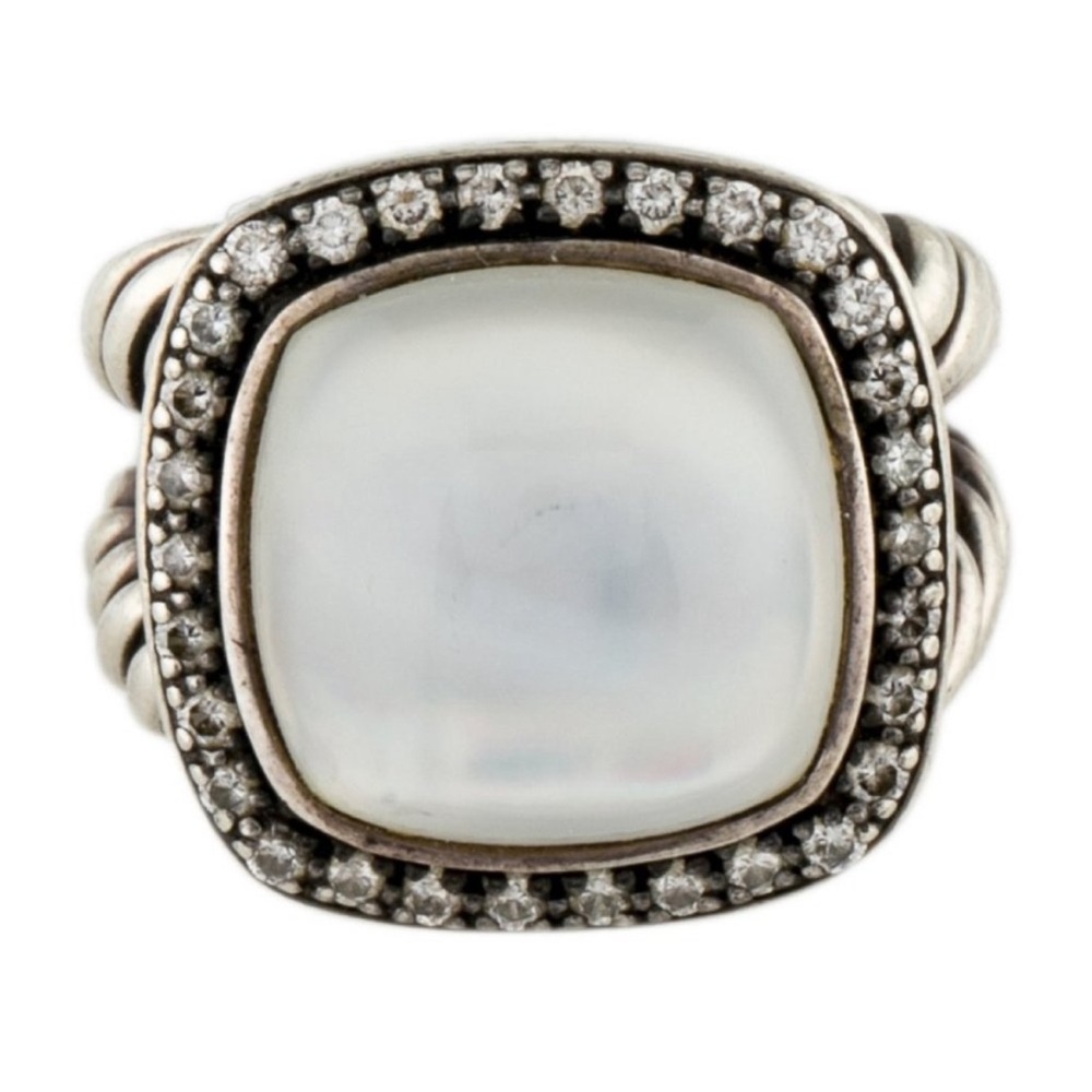 David Yurman Albion ring with Diamond and Mother of Pearl Quartz Sterling Silver